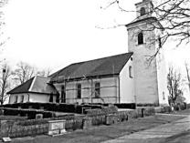Renovering av gamla kyrkan. Bilden är från 1968.